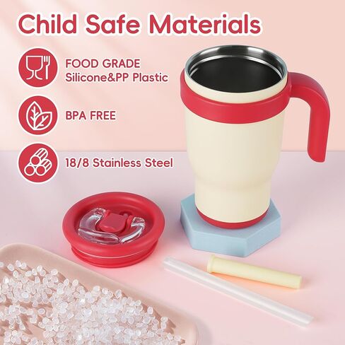 14oz Toddler Sippy Cup Vacuum Insulated Stainless Steel Kids Cup with Handle, Spill-Proof Straw, Leak-Proof Travel Cup for Home or On-the-Go in Saudi Arabia