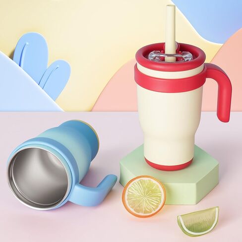 14oz Toddler Sippy Cup Vacuum Insulated Stainless Steel Kids Cup with Handle, Spill-Proof Straw, Leak-Proof Travel Cup for Home or On-the-Go in Saudi Arabia