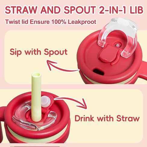 14oz Toddler Sippy Cup Vacuum Insulated Stainless Steel Kids Cup with Handle, Spill-Proof Straw, Leak-Proof Travel Cup for Home or On-the-Go in Saudi Arabia