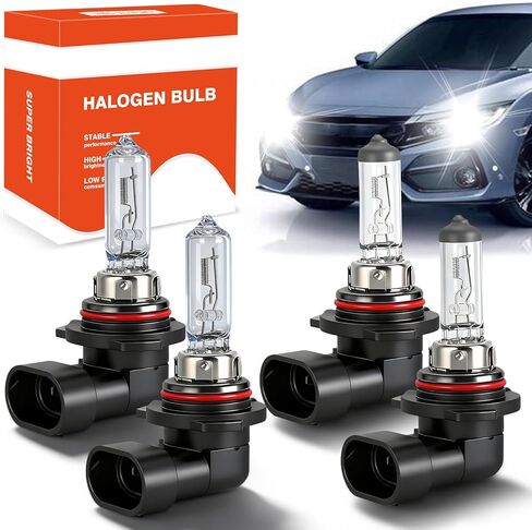 OQSNCV Fit for Honda Civic (2004-2013),(2014-2015 Sedan) Halogen Headlight Bulbs,9005 High Beam + 9006 Low Beam Headlamp Replacement Bulbs Kit, Pack of 4 in Saudi Arabia