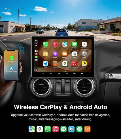 ترقية ستيريو راديو السيارة 11.5 بوصة (4G+64G) لسيارة Jeep Wrangler JK 2007-2018 Dodge Grand Caravan 2011-2020 Dodge Ram 2009-2012 مع نظام الملاحة اللاسلكي CarPlay Android Auto GPS in Kuwait