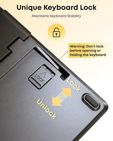 مجموعة لوحة مفاتيح وماوس محمولة قابلة للطي، اتصال Bluetooth1/2+USB A+Type C(4 في 1)، قفل لوحة المفاتيح، تصميم صامت لاسلكي قابل للطي بالحجم الكامل للسفر/المنزل/المكتب - أسود رمادي in Kuwait