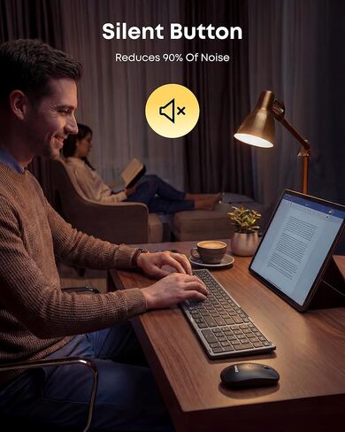 مجموعة لوحة مفاتيح وماوس محمولة قابلة للطي، اتصال Bluetooth1/2+USB A+Type C(4 في 1)، قفل لوحة المفاتيح، تصميم صامت لاسلكي قابل للطي بالحجم الكامل للسفر/المنزل/المكتب - أسود رمادي in Kuwait