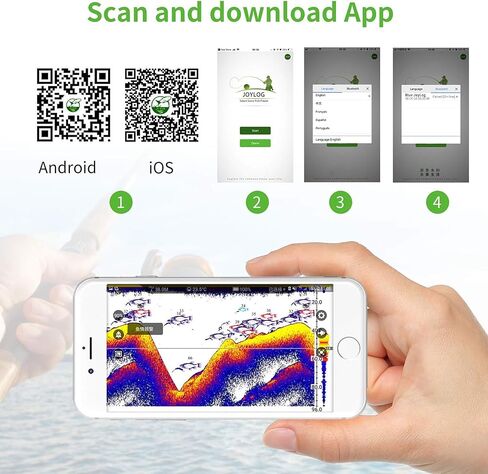 Portable GPS Sonar Fish Finder, Wireless Bluetooth Depth Finder with 3D Depth Maps for Kayak/Ice/Boat/Shore Fishing, Free User-Friendly iOS & Android App, Fishing Accessories in Saudi Arabia