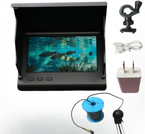 Underwater Fishing Camera with 4.3 Inch IPS Screen, Waterproof 220°Ultra-Wide Infrared Night Vision Lens, 98ft Cable, 5000mAh Battery for Ice, Lake, Boat, Kayak Fishing in Saudi Arabia