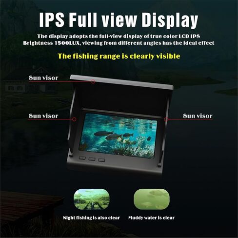 Underwater Fishing Camera with 4.3 Inch IPS Screen, Waterproof 220°Ultra-Wide Infrared Night Vision Lens, 98ft Cable, 5000mAh Battery for Ice, Lake, Boat, Kayak Fishing in Saudi Arabia
