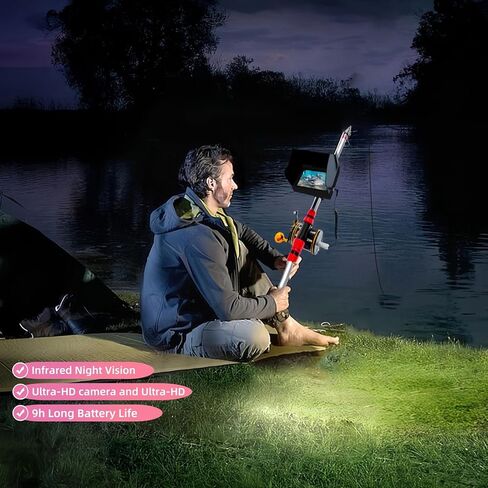 Underwater Fishing Camera with 4.3 Inch IPS Screen, Waterproof 220°Ultra-Wide Infrared Night Vision Lens, 98ft Cable, 5000mAh Battery for Ice, Lake, Boat, Kayak Fishing in Saudi Arabia