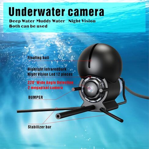 Underwater Fishing Camera with 4.3 Inch IPS Screen, Waterproof 220°Ultra-Wide Infrared Night Vision Lens, 98ft Cable, 5000mAh Battery for Ice, Lake, Boat, Kayak Fishing in Saudi Arabia