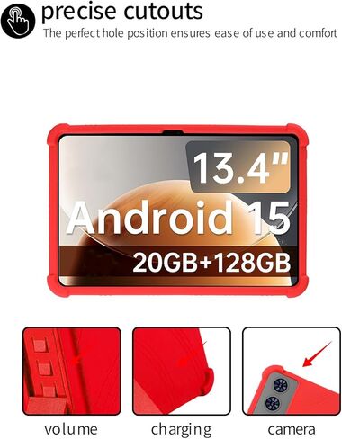 حافظة كمبيوتر لوحي TECLAST T65 2025 مقاس 13.4 بوصة، حامل قابل للتعديل من السيليكون الناعم BOVUGAC مضاد للصدمات مناسب للأطفال لجهاز TECLAST T65 مقاس 13.4 بوصة (أحمر) in Kuwait