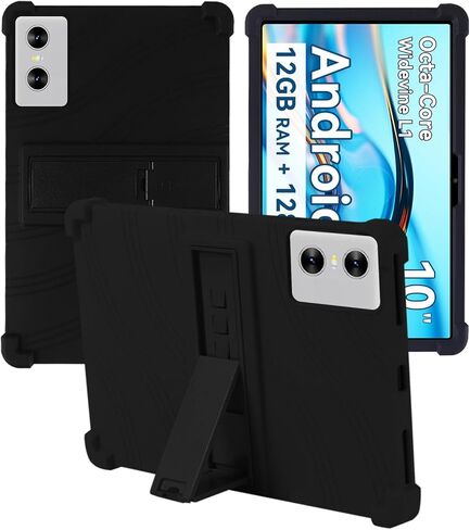 for SVITOO SVTT002 10.1 Inch Tablet Case,BOVUGAC Soft Silicone Adjustable Stand Shockproof Kids Friendly for SVITOO P10 10.1" Tablet(Black) in Saudi Arabia