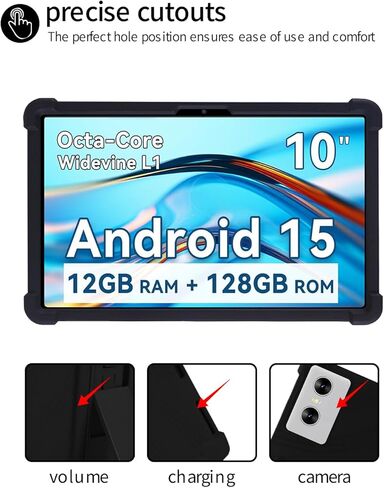 for SVITOO SVTT002 10.1 Inch Tablet Case,BOVUGAC Soft Silicone Adjustable Stand Shockproof Kids Friendly for SVITOO P10 10.1" Tablet(Black) in Saudi Arabia