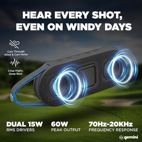 Gemini Magnetic Bluetooth Golf Cart Speaker, 60W Stereo RGB Party Lights, IPX6 Waterproof, USB-C Fast Charge, 4000mAh Battery for Tailgates, Outdoor Adventures (BeatGrip Pro) in Saudi Arabia