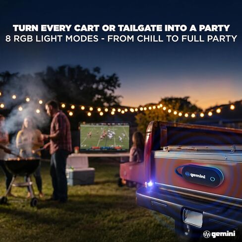 Gemini Magnetic Bluetooth Golf Cart Speaker, 60W Stereo RGB Party Lights, IPX6 Waterproof, USB-C Fast Charge, 4000mAh Battery for Tailgates, Outdoor Adventures (BeatGrip Pro) in Saudi Arabia