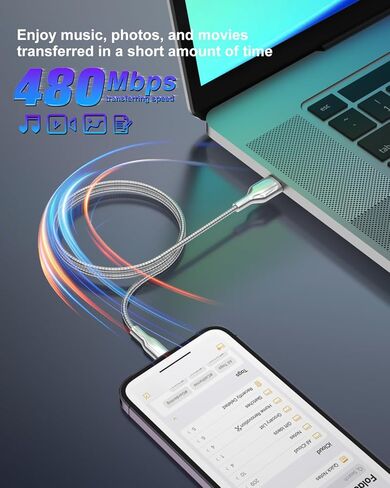 6.6FT Metal Braided USB A to Lightning Cable, Cat & Dog Chew Proof Charger Cord, Fast Charging & Data Sync, Metal Lightning Charging Cable for iPhone 14/13/12/11/8/7/6/X/XS/XR in Saudi Arabia