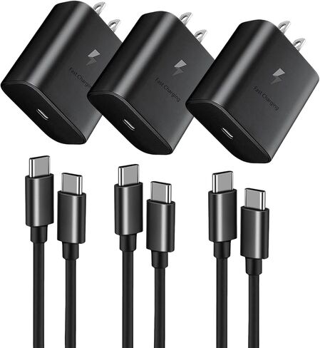 كتلة شاحن USB C بقدرة 45 واط، ومحول شحن سريع للغاية من النوع C، وشاحن حائط USB لأجهزة Samsung S22/22 +/S21/S20، والمزيد. (أسود) (609) in Kuwait