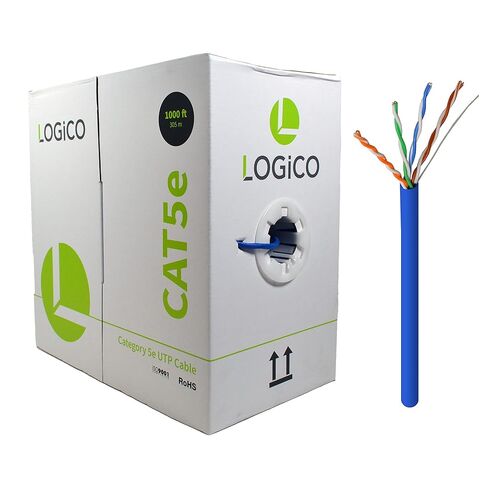لوجيكو أفضل كابل شبكة إيثرنت Cat5e LAN بطول 1000 قدم UTP Sloid CCA سلك 24AWG 350 ميجا هرتز أزرق in Kuwait