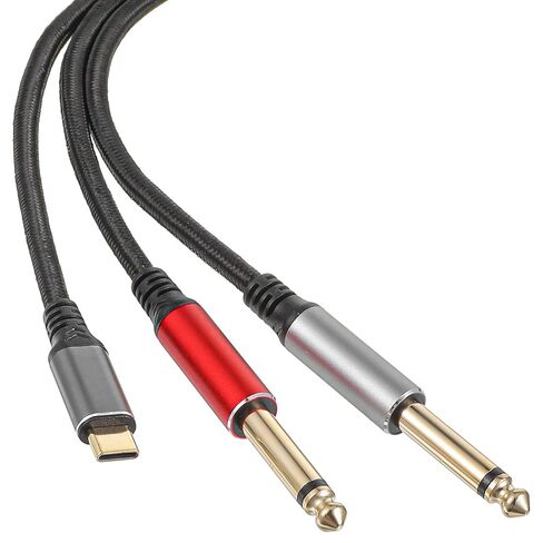 Type C Aux to USB C to 1/4 Inch Audio Cable Stereo Splitter Auxiliary Cord to- USB-C Dual for Smartphone, Tablet, Laptop Link Amplifier, Speaker - 4.9 Feet in Saudi Arabia
