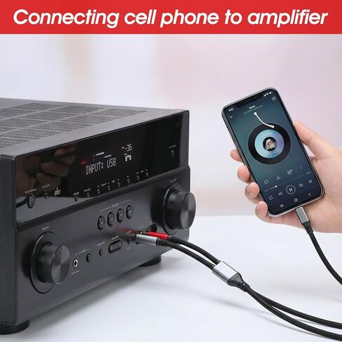 Type C Aux to USB C to 1/4 Inch Audio Cable Stereo Splitter Auxiliary Cord to- USB-C Dual for Smartphone, Tablet, Laptop Link Amplifier, Speaker - 4.9 Feet in Saudi Arabia