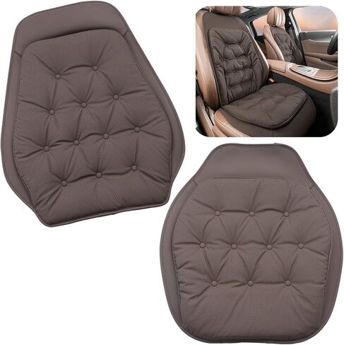 SANRILY 1Pcs Comfortable PU Leather Car Seat Cushion with Back Support Pad for Driving Soft and Breathable Seat Pillow for Car,Truck, Office, Sciatica Pain Relief Seat Cushion Pads Black in Saudi Arabia