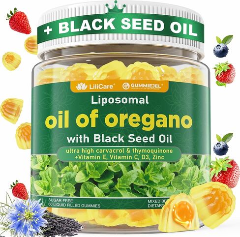 زيت من أوريجانو مع صمغ بذرة سوداء مملوءة بالزيت - شهرين إمدادات - ، Aceite de oregano capsulas البديل العضوي ، carvacrol & thymoquinone مع فيتامين E ، C ، D3 ، الزنك ، شكل الشحوم ، خالية من السكر in Saudi Arabia