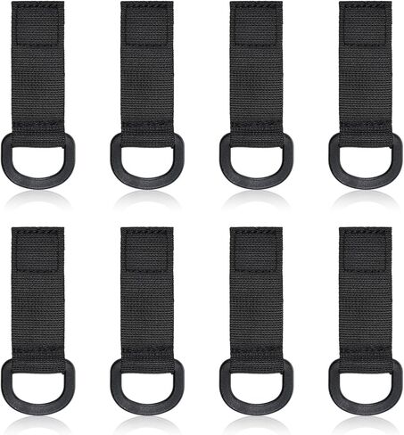 8 PCS D Ring Straps with Hooks, Black Nylon Fastening Strap for Backpack, Water Bottle Key Holder for Backpack Webbing Attachment in Saudi Arabia