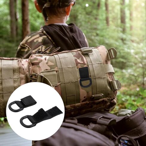 8 PCS D Ring Straps with Hooks, Black Nylon Fastening Strap for Backpack, Water Bottle Key Holder for Backpack Webbing Attachment in Saudi Arabia