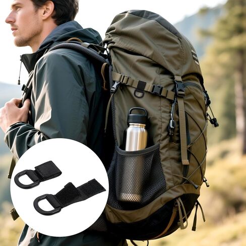 8 PCS D Ring Straps with Hooks, Black Nylon Fastening Strap for Backpack, Water Bottle Key Holder for Backpack Webbing Attachment in Saudi Arabia