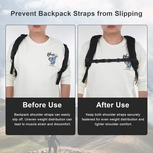 2 PCS Adjustable Backpack Chest Strap, Replacement Sternum Straps with Quick Release Buckle Backpack Chest Strap Add on for Backpacks Secures for Hiking, Jogging, Daily Outdoor Use in Kuwait