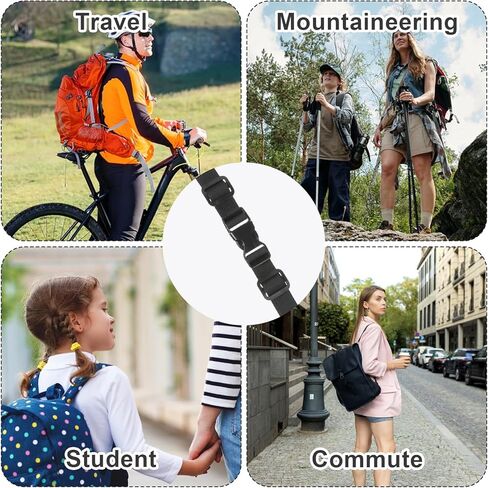 2 PCS Adjustable Backpack Chest Strap, Replacement Sternum Straps with Quick Release Buckle Backpack Chest Strap Add on for Backpacks Secures for Hiking, Jogging, Daily Outdoor Use in Kuwait