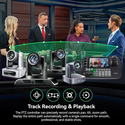 مجموعة/عدة كاميرا ووحدة تحكم Tenveo 4K NDI PTZ، كاميرا 4K 20X AI تتبع NDI/SDI/HDMI/USB3.0/LAN/PoE PTZ (3 قطع) ووحدة تحكم NDI PTZ بشاشة رباعية مقاس 7 بوصة لمؤتمر البث المباشر للكنيسة in Kuwait