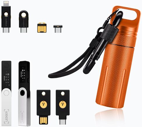 Crypto Wallet Case Compatible with Ledger Nano S X S Plus Yubikey 5 5C NFC 5Ci,Aluminum Alloy Hardware Pod, Waterproof Shockproof USB Thumb Drive Device Cold Wallet Storage (Orange) in Saudi Arabia
