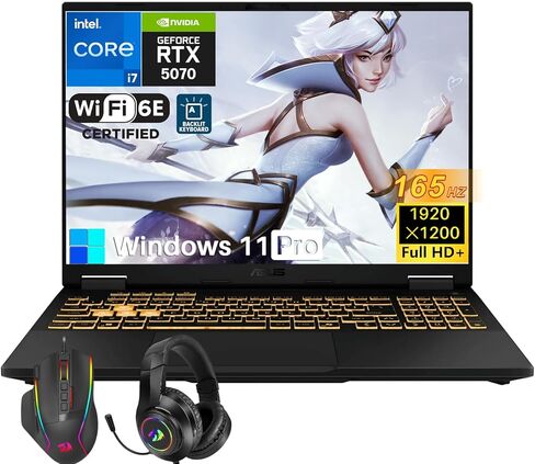 ASUS TUF F16 Gaming Laptop 2026, Intel Core i7-14650HX Processor (16-Core, Up to 5.2GHz), NVIDIA GeForce RTX 5070, 64 GB DDR5 RAM, 4 TB Gen4 SSD, 16" FHD+ Display, RGB Backlit KB, Wi-Fi 6E, Win 11 Pro in Kuwait