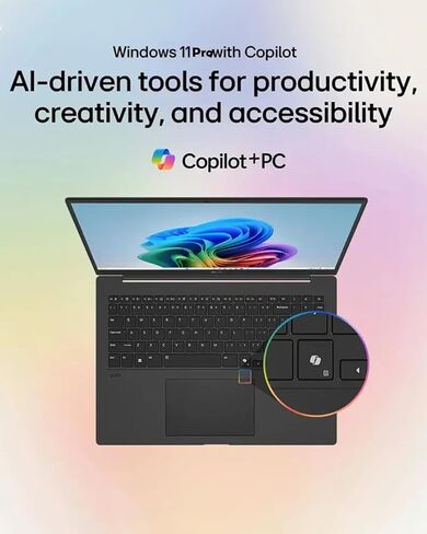 LG Gram 17 Touchscreen Laptop Copilot+ PC، Intel Ultra 7 Series 2 258V (حتى 4.8 جيجا هرتز)، شاشة لمس WQXGA 17.3 بوصة، Intel Arc Graphics، Wi-Fi 7، Windows 11 Pro (32 جيجا DDR5X | 1 تيرابايت SSD) in Saudi Arabia