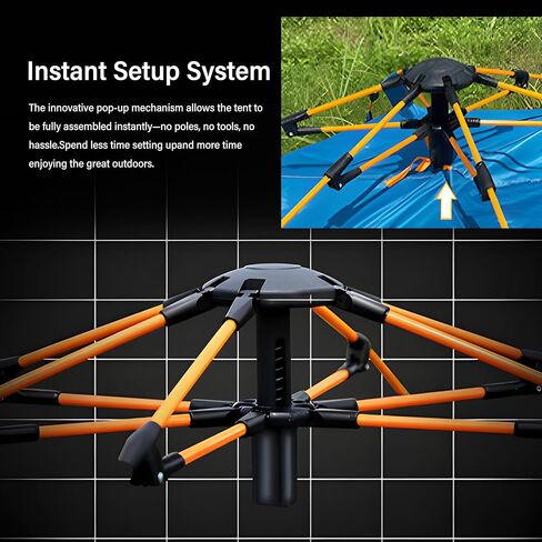 Quick Set Up Waterproof 4-Person Camping Tent with Bug Netting - Instant Pop-Up Tent for Family Camping & Hiking | All-Weather 4-Season Outdoor Shelter in Saudi Arabia