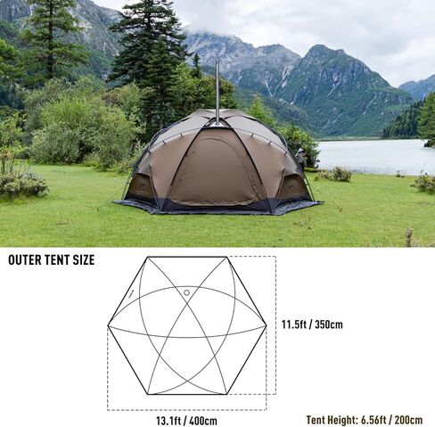 خيمة التخييم الساخنة خيمة قبة خيمة موقد الخشب قائمة بذاتها، خيمة POMOLY Dome X6 4 الموسم لمدة 2-4 أشخاص على الظهر، والمشي لمسافات طويلة، والصيد in Saudi Arabia