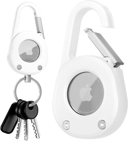 حامل AirTag (الجيل الأول/الثاني) مع كابل سلكي، 4 عبوات حافظة صلبة مقاومة للماء IPX8 لعلامات Apple Air 2/1 حامل قفل سلسلة ملحقات سلسلة المفاتيح لتتبع عناصر GPS للأطفال، الأمتعة، حقائب الظهر in Kuwait