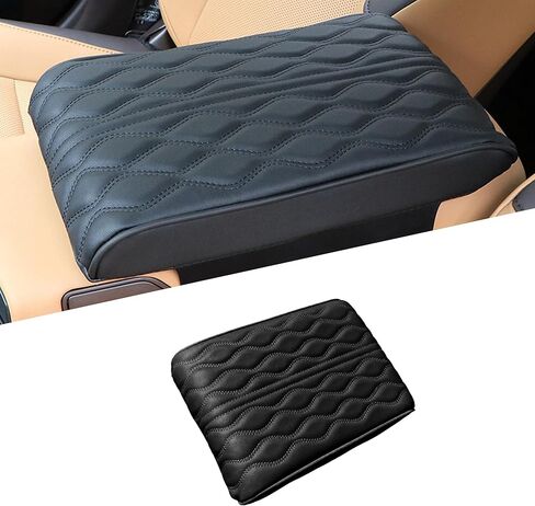Car Center Console Cover, Leather Waterproof Vehicle Armrest Box Pad, Memory Cotton Comfortable Automotive Interior Seat Box Cushion Protector Accessories, Universal for Most Cars (Brown) in Saudi Arabia