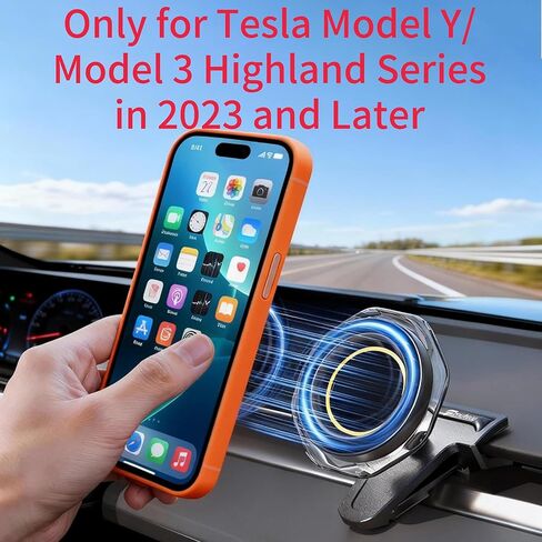 حامل هاتف سيارة مغناطيسي، حامل للهاتف الخلوي بفتحة تهوية لسلسلة Tesla Model Y/Model 3 Highland في 2023 وما بعده، ملحقات طراز 3/Y لـ MagSafe، متوافق مع iPhone 17 16 15 14 13 12 إلخ. in Saudi Arabia