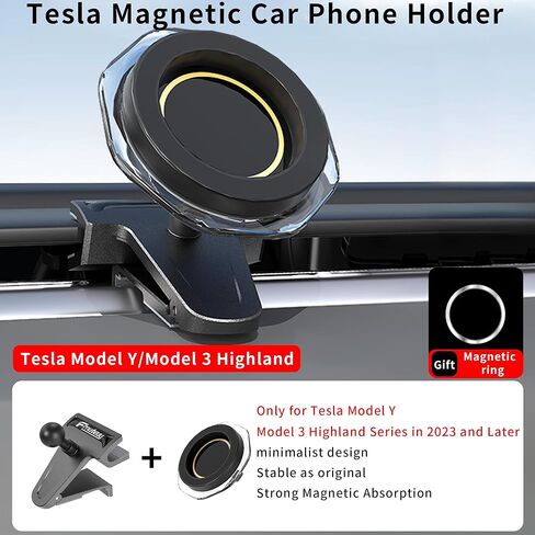 حامل هاتف سيارة مغناطيسي، حامل للهاتف الخلوي بفتحة تهوية لسلسلة Tesla Model Y/Model 3 Highland في 2023 وما بعده، ملحقات طراز 3/Y لـ MagSafe، متوافق مع iPhone 17 16 15 14 13 12 إلخ. in Saudi Arabia