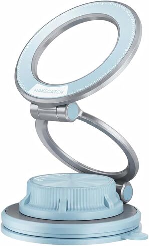 Magnetic Car Phone Mount, 0.83" Ultra-Slim Foldable Holder, [Vacuum Suction & Adhesive Pad] for Textured Dashboard/Windshield, 3-Joint Metal MagSafe Mount for iPhone 17 Pro Max/Pixel (Blue) in Saudi Arabia