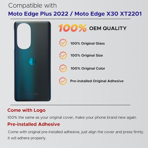 جرين فيوجن متوافق مع Moto Edge Plus 2022 / Edge X30 XT2201، غطاء خلفي للباب الخلفي، أدوات الإصلاح والتعليمات، أزرق كوني in Saudi Arabia