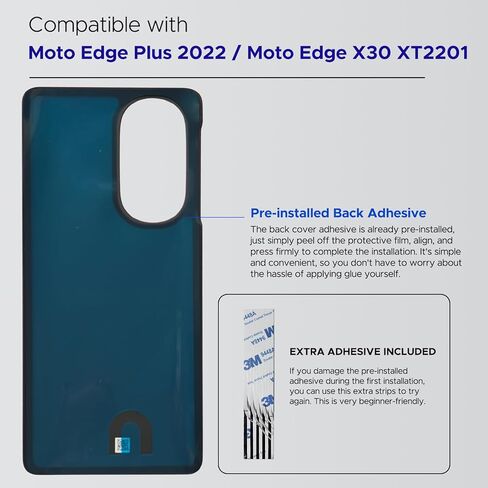 جرين فيوجن متوافق مع Moto Edge Plus 2022 / Edge X30 XT2201، غطاء خلفي للباب الخلفي، أدوات الإصلاح والتعليمات، أزرق كوني in Saudi Arabia