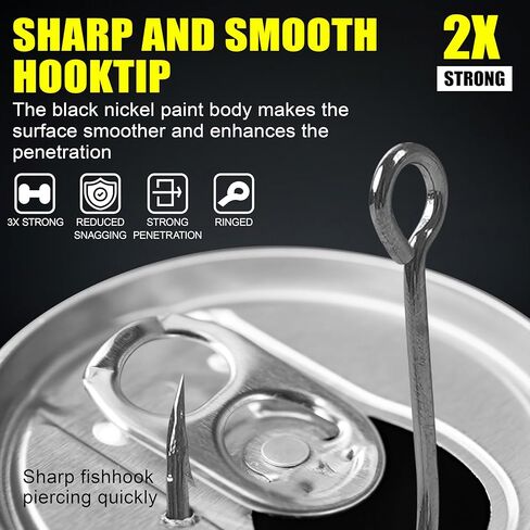 Inline Single Hooks Kit, 185pcs Single Replacement Hooks for Hard Lures Baits Inline Circle Hooks with Split Rings Large Eye Fishing Hooks Saltwater Freshwater for Treble Hook Replacement in Saudi Arabia