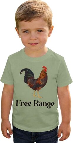 Toddler Baby Boy Farm Shirt Free Range Chicken Graphic T-Shirt Kids Funny Letter Summer Short Sleeve Tee Tops in Saudi Arabia