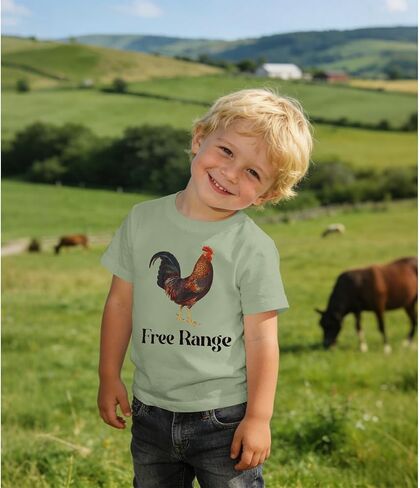 Toddler Baby Boy Farm Shirt Free Range Chicken Graphic T-Shirt Kids Funny Letter Summer Short Sleeve Tee Tops in Saudi Arabia