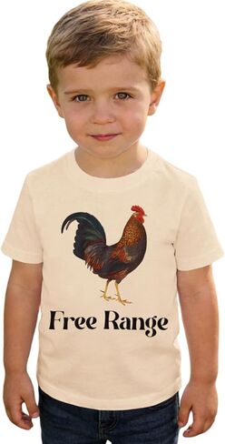 Toddler Baby Boy Farm Shirt Free Range Chicken Graphic T-Shirt Kids Funny Letter Summer Short Sleeve Tee Tops in Saudi Arabia