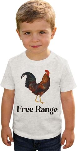 Toddler Baby Boy Farm Shirt Free Range Chicken Graphic T-Shirt Kids Funny Letter Summer Short Sleeve Tee Tops in Saudi Arabia