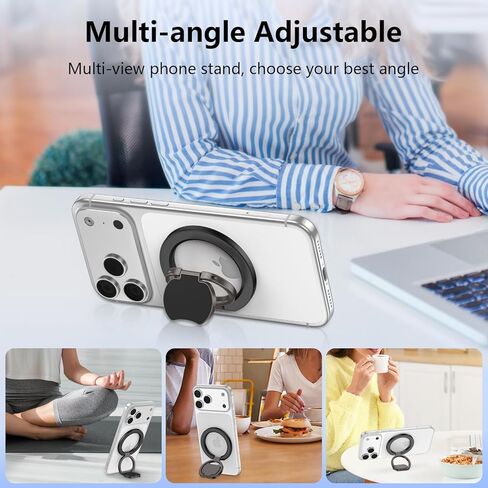 حامل حلقة هاتف مغناطيسي لـ MagSafe ثنائي الجانب يدور 360 درجة، حامل مغناطيسي قوي للهاتف الخلوي، مسند MagSafe لهاتف iPhone 17 Pro Max/17 Pro/17/16/15/14/13/12، سامسونج، أندرويد، آيباد in Saudi Arabia