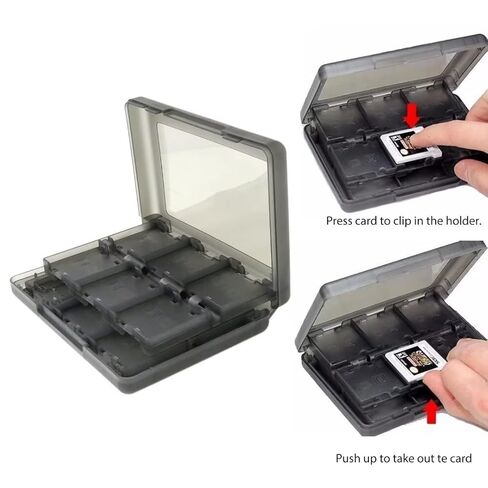 USonline911 24 في 1 حامل بطاقة الألعاب صندوق خرطوشة متوافق مع نينتندو نيو 2DS XL - دخاني in Kuwait