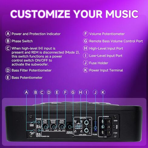مكبرات صوت للسيارة مقاس 10 بوصات بقدرة 1200 وات مع مضخم صوت، ومضخم صوت للسيارة يتميز بإضاءة RGB، وممكن التطبيق، ومجال الصوت المحيطي، ومتوافق تمامًا مع سيارات الدفع الرباعي/الجيب/واجون فان in Kuwait
